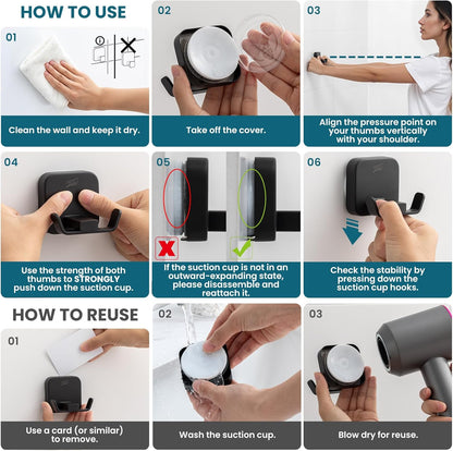 TAILI Suction Cup Razor Holder in Shower 2 Pack, Towel, Loofah, Shaver Holder for Bathroom Wall, Powerful Suction Cup Shower Hooks, Easy to Install and Reuse, White