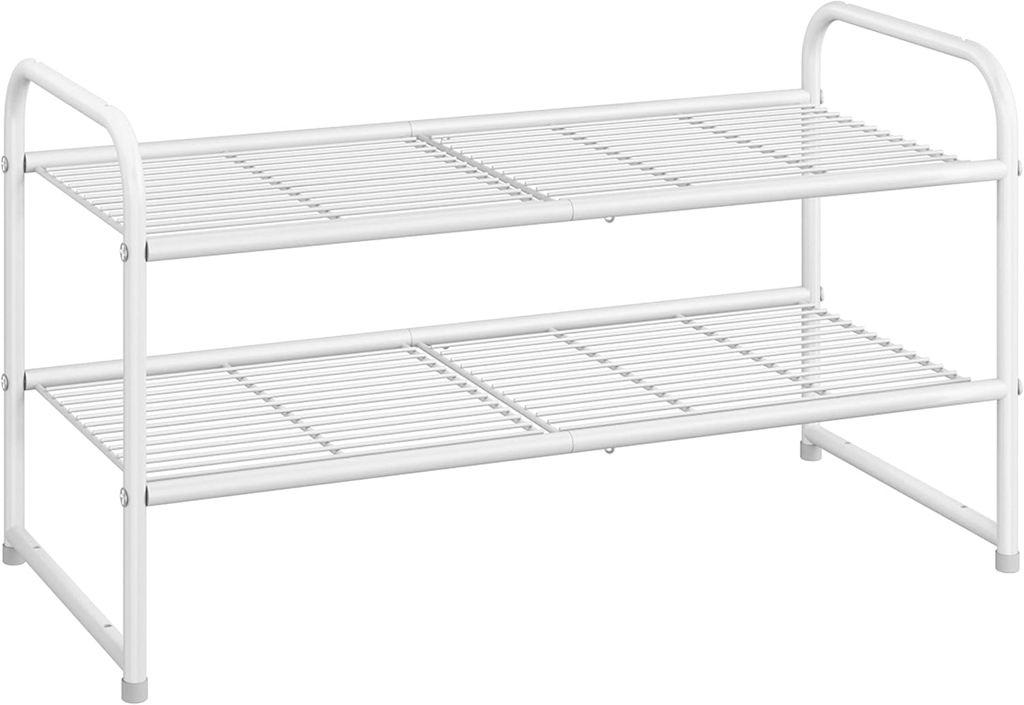 Simple Trending 3-Tier Stackable Shoe Rack, Expandable & Adjustable Shoe Shelf Storage Organizer, Wire Grid, Black