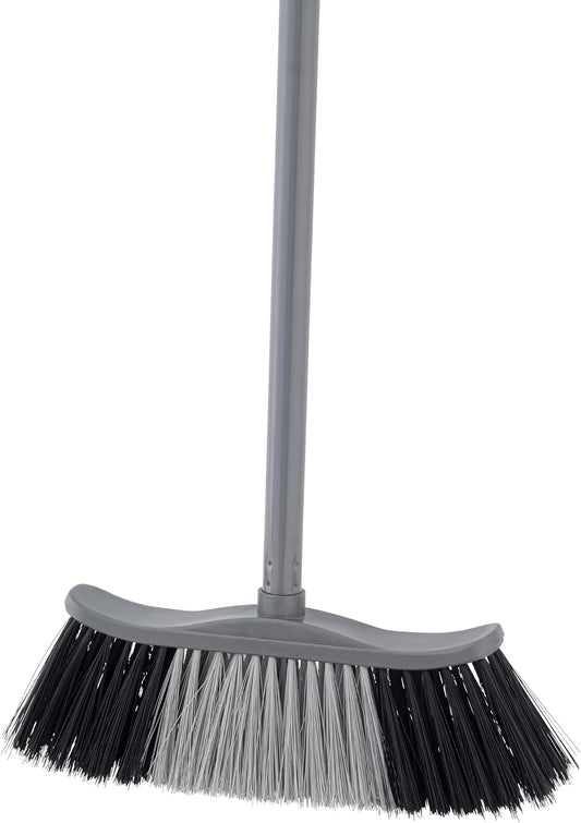 Superio Grey Broom, Heavy-Duty Indoor & Outdoor Broom with 48-Inch Handle, Multi-Surface Floor Cleaning for Home, Kitchen, Garage & Office
