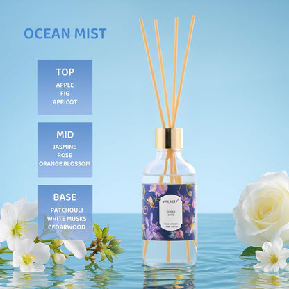 Airkeep Reed Diffuser Oil Set with Reed Sticks,Vanilla Aromatherapy Oil Scent Diffuser for Home Office Bathroom Decoration Perfume and Gifts 3.38 oz/100ml
