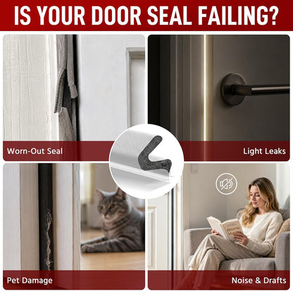 Litaibai 40 ft Kerf Weather Stripping Door Seal for Exterior Doors, White | Press-in kerf seal for grooved door frames is not self-adhesive, replaces worn seals, and helps reduce drafts and energy loss