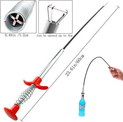 Drain Snake, Drain Clog Remover - Gutter Cleaning Tools Drain Cleaner for Toilet Sewer Shower Kitchen Bathroom Tub Clogged Drains Opener Cleaning Tool, Flexible Grabber Claw Pick Up Reacher (79 inch)