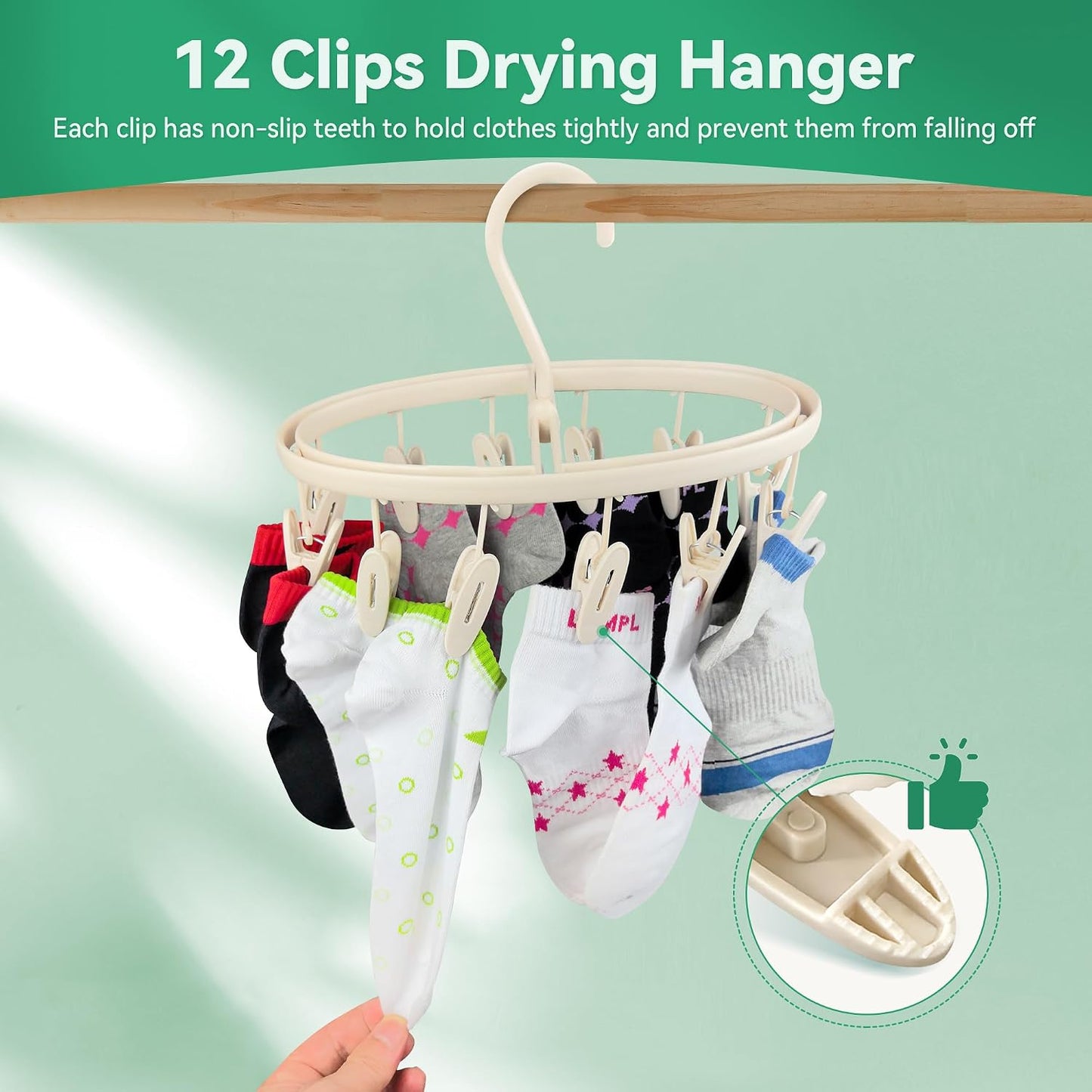 Plastic PP Drying Hanger, Anti-Rusty Drying Rack for Clothes, Socks, Lingeries, Delicates, Drying Hanger with 32 Clips for Baby Clothes, Towels