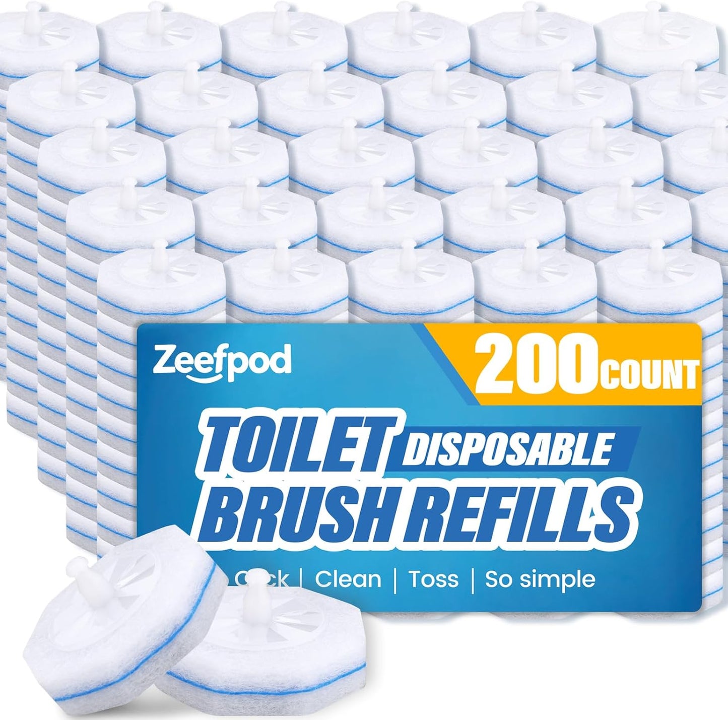 100 Count Disposable Toilet Brush,Toilet Cleaner Wand Refills Compatible with Most Toilet Brushes- No Falling Apart, Fresh Fragrance，4X Cleaning Power，Bathroom Cleaning.