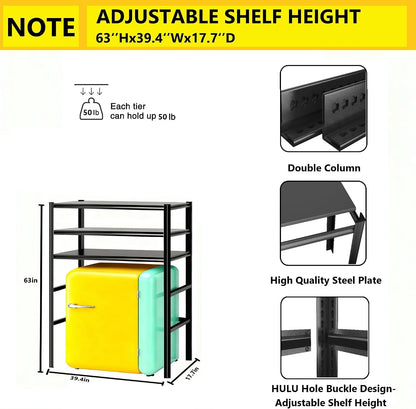Over The Washer and Dryer Storage Shelf, Height-Adjustable 4-Tier Metal Heavy Duty Over The Washer, Organizer Rack for Washer Dryer, Laundry Room Organizer Rack, Multi-Functional Storage Shelf