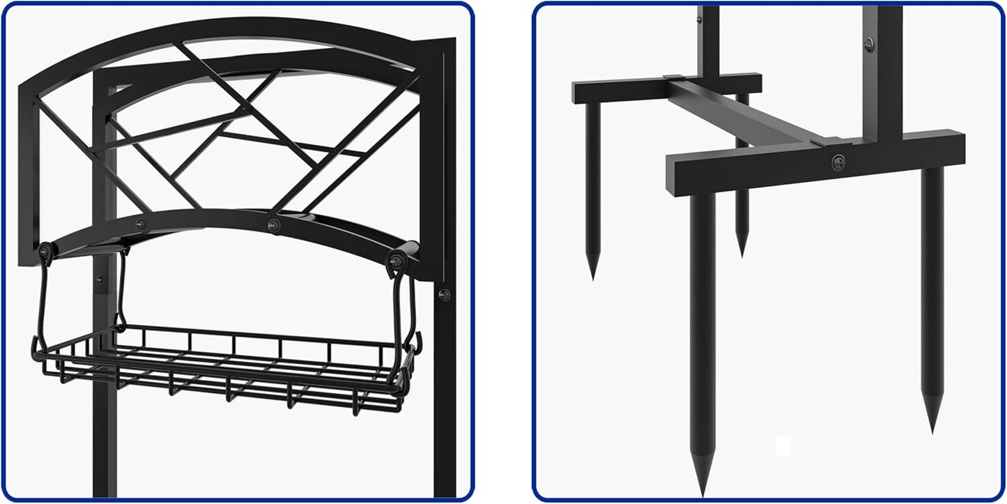 Fire Beauty Heavy-Duty Metal Hose Holder, Wall-Mounted Garden Hose Reel Organizer for Outdoor Yard, Solid Iron Decorative Hanger Storage