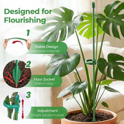 Adjustable Plant Support Stakes with Clips for Tomato and Flower | Garden Plant Support Sticks 10.6/14.6in, Monstera Plant Support, Plant Holder for Indoor Outdoor Plants Vegetable