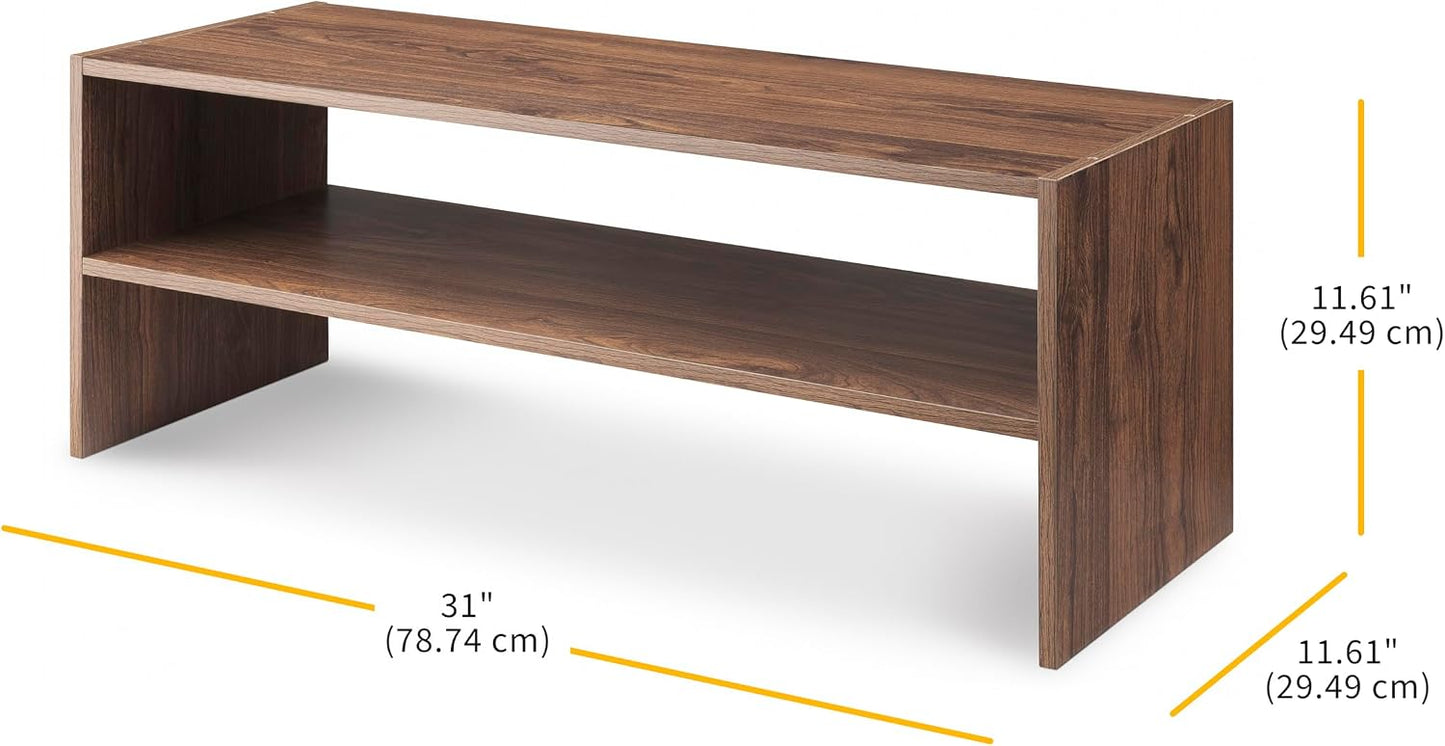 Whitmor Wood Stackable 2-Shelf Shoe Rack, White, 24 inches