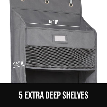 GORILLA GRIP Over the Door Shoe Organizer, 24 Large Breathable Mesh Pockets, Space Saving Hanging Storage Holder, Closet Rack Hanger Holds Up to 40 lbs, Hangs on Closets for Shoes, Accessories, Grey