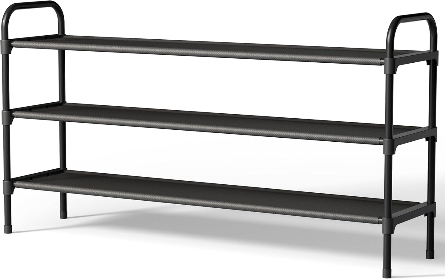 Kitsure Shoe Rack, 39" Wide Extra-Long Shoe Organizer, 3-Tier, Black | Closet, Front Door Entrance, Entryway, Stackable & Detachable Shelf, Closet Organizers and Storage