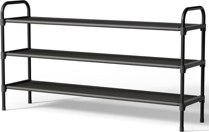 Kitsure Shoe Rack, 39" Wide Extra-Long Shoe Organizer, 3-Tier, Black | Closet, Front Door Entrance, Entryway, Stackable & Detachable Shelf, Closet Organizers and Storage