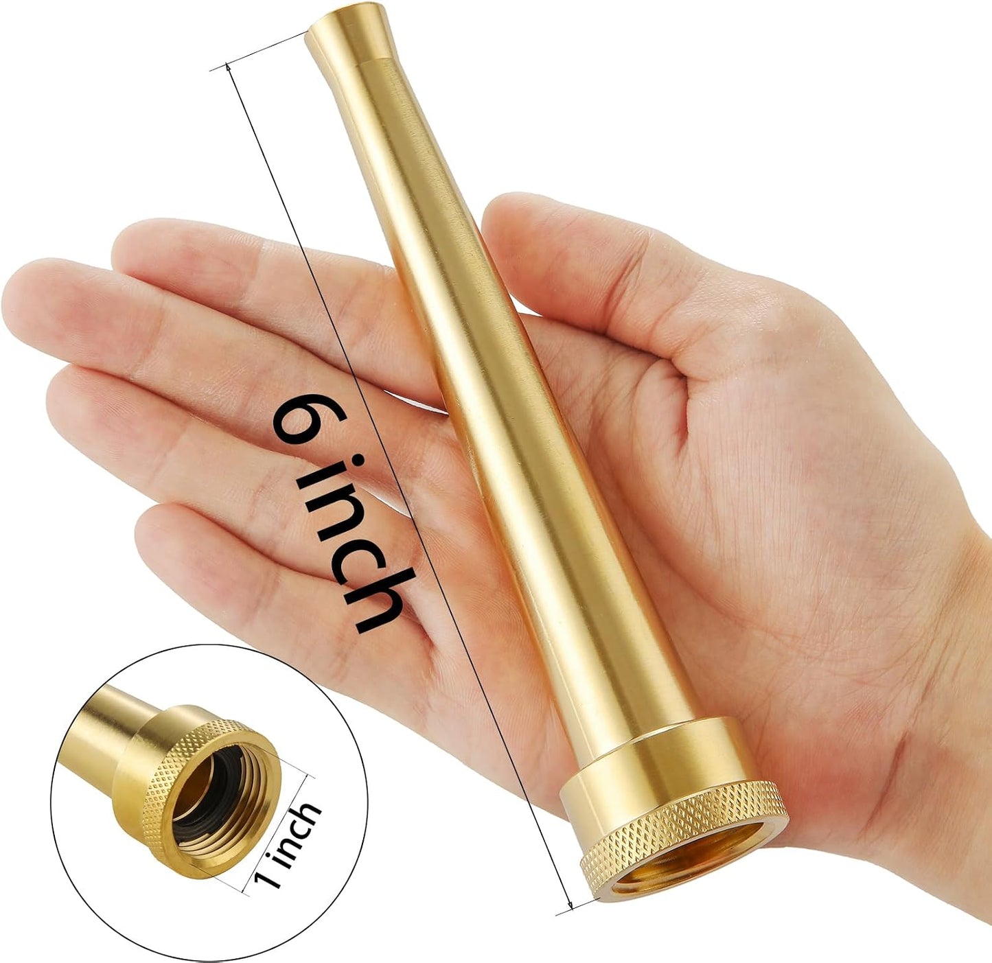 Brass Water Hose Nozzle-6 Inch, 3/4 Inch Thread Inlet Garden Hose Nozzle Sprayer, Heavy-Duty Water Jet Nozzle High Pressure Hose Nozzle