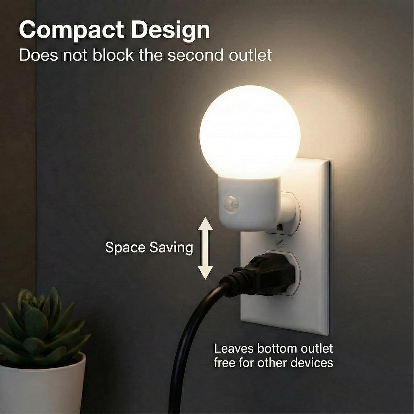 Motion Sensor Night Light Plug in, 1W Ultra Bright LED Wall Lights, 4000K Natural White, Dusk to Dawn Auto On/Off for Hallway, Stairs, Bathroom, Kitchen