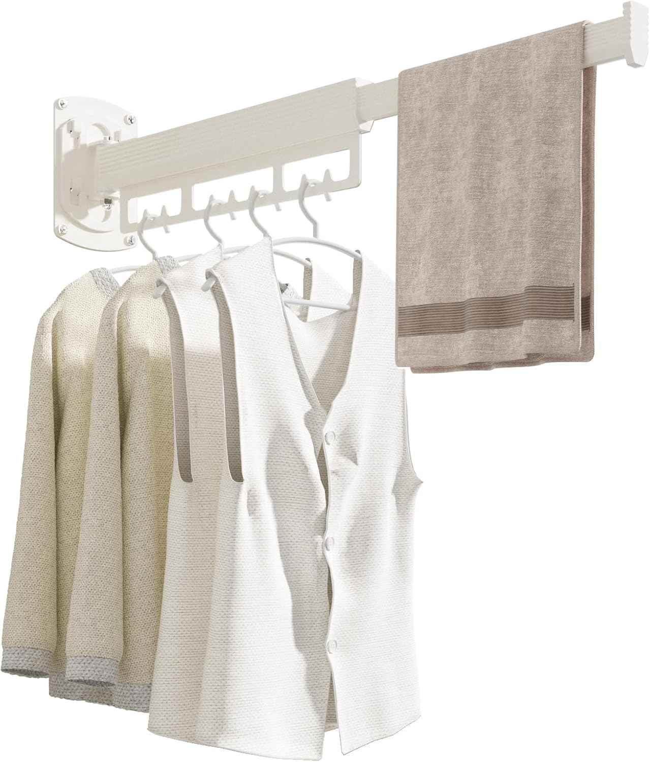 The Gospel of Tiny Homes!Clothes Drying Racks Wall Mounted,Foldable,Space-Saving Laundry Solution for Apartments and Bathrooms,Durable Metal Design (White)