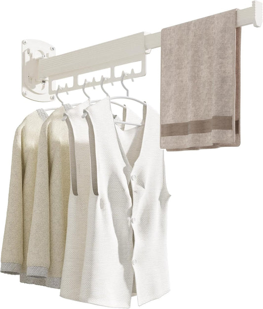 The Gospel of Tiny Homes!Clothes Drying Racks Wall Mounted,Foldable,Space-Saving Laundry Solution for Apartments and Bathrooms,Durable Metal Design (White)