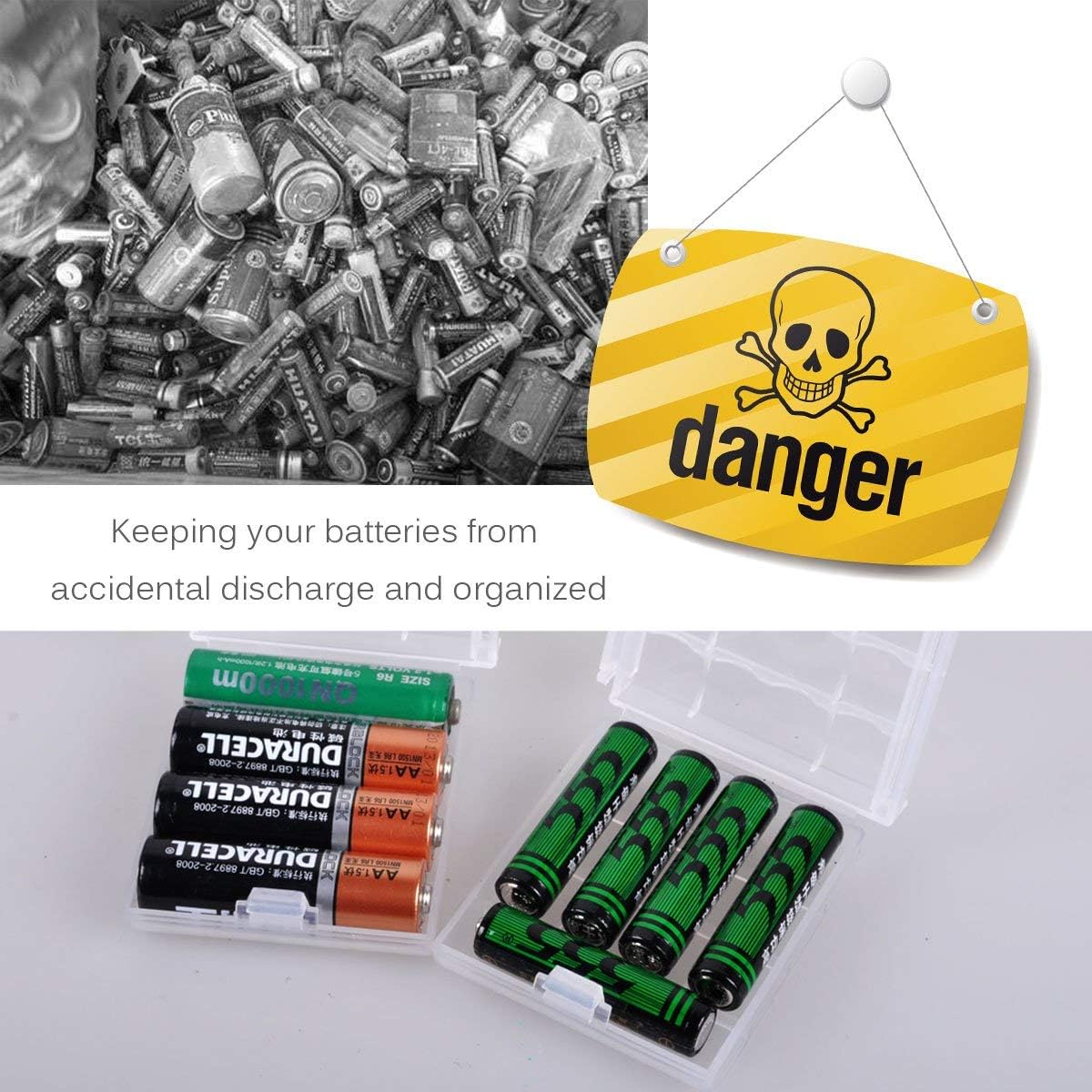 Clear Color 6 PCS of AA/AAA 4 Cell Battery Storage Case