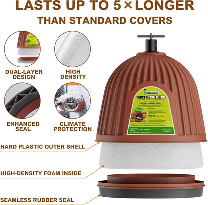 2 Pack Multi Layer Plastic Outdoor Faucet Cover for Winter, Insulated Spigot Cover with Soft Rubber Air Chamber, Hose Bib Cover Lasts Up to 5 times longer Service Life, L7 inches W5.8 inches H7 inches