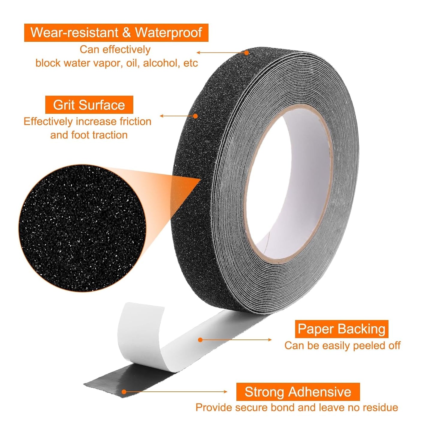 HARFINGTON Anti Slip Traction Tape 2" x 16.4ft Waterproof Non-Slip Grip Tape High Friction Weather Resistant Non Skid Stair Treads Tape for Indoor Outdoor Stair Steps, White