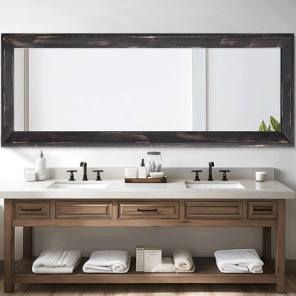 AAZZKANG Full Length Mirror Rectangle Wood Framed Large Wall Mirrors Black | 47"x16" Bedroom Living Room Bathroom Dressing Room Entryway Hanging Mirror