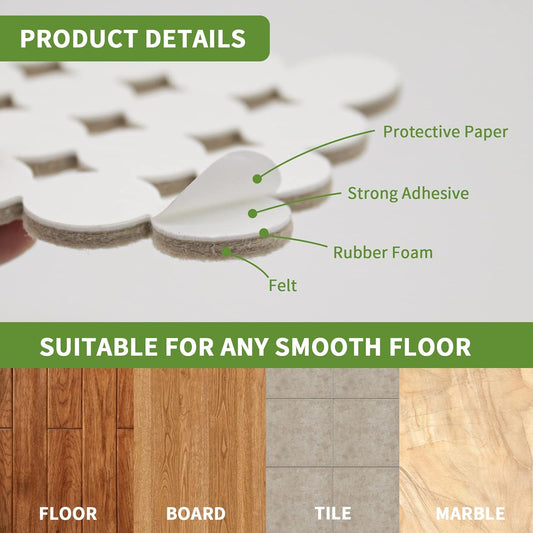 Felt Furniture Pads for Hardwood Floors 48 PCS, Furniture Pads, Floor Protectors for Hardwood Floors, Felt Pads for Furniture, Round, Dark Brown