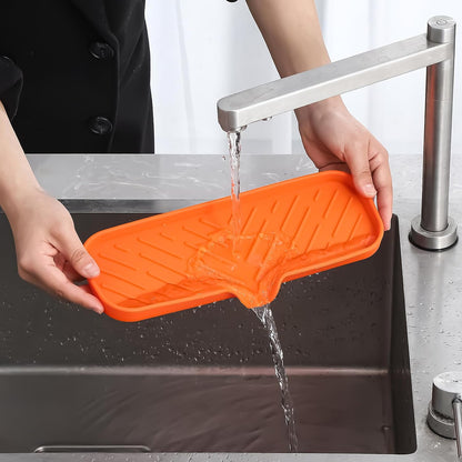 MicoYang Silicone Bathroom Soap Dishes with Drain Spout-Bathroom and Kitchen Sink Organizer,Sponge Holder,Dish Soap Tray,Perfect for Dispenser,Scrubber,Bottle,Cup on Sink or Counter-Coffee 4.9"×3.2"