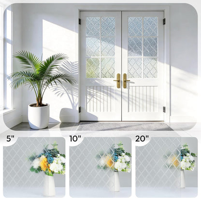 rabbitgoo Window Privacy Film, Decorative Privacy Window Film Sun Blocking, Frosted Glass Cling for Home Door, Non-Adhesive Static Cling Sticker Covering Heat Blocker, Clear, 17.5" x 78.7"