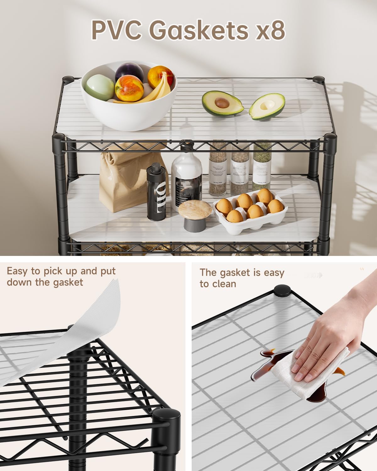 Golpart 4 Tier Adjustable Storage Shelves Metal Utility Shelf Wire Shelving Unit Organizer Rack for Home Kitchen Office Bathroom Pantry Room 12" D x 18" W x 44" H