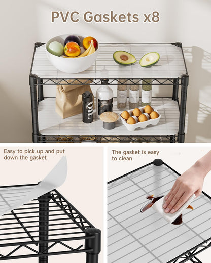 Golpart 4 Tier Adjustable Storage Shelves Metal Utility Shelf Wire Shelving Unit Organizer Rack for Home Kitchen Office Bathroom Pantry Room 12" D x 18" W x 44" H