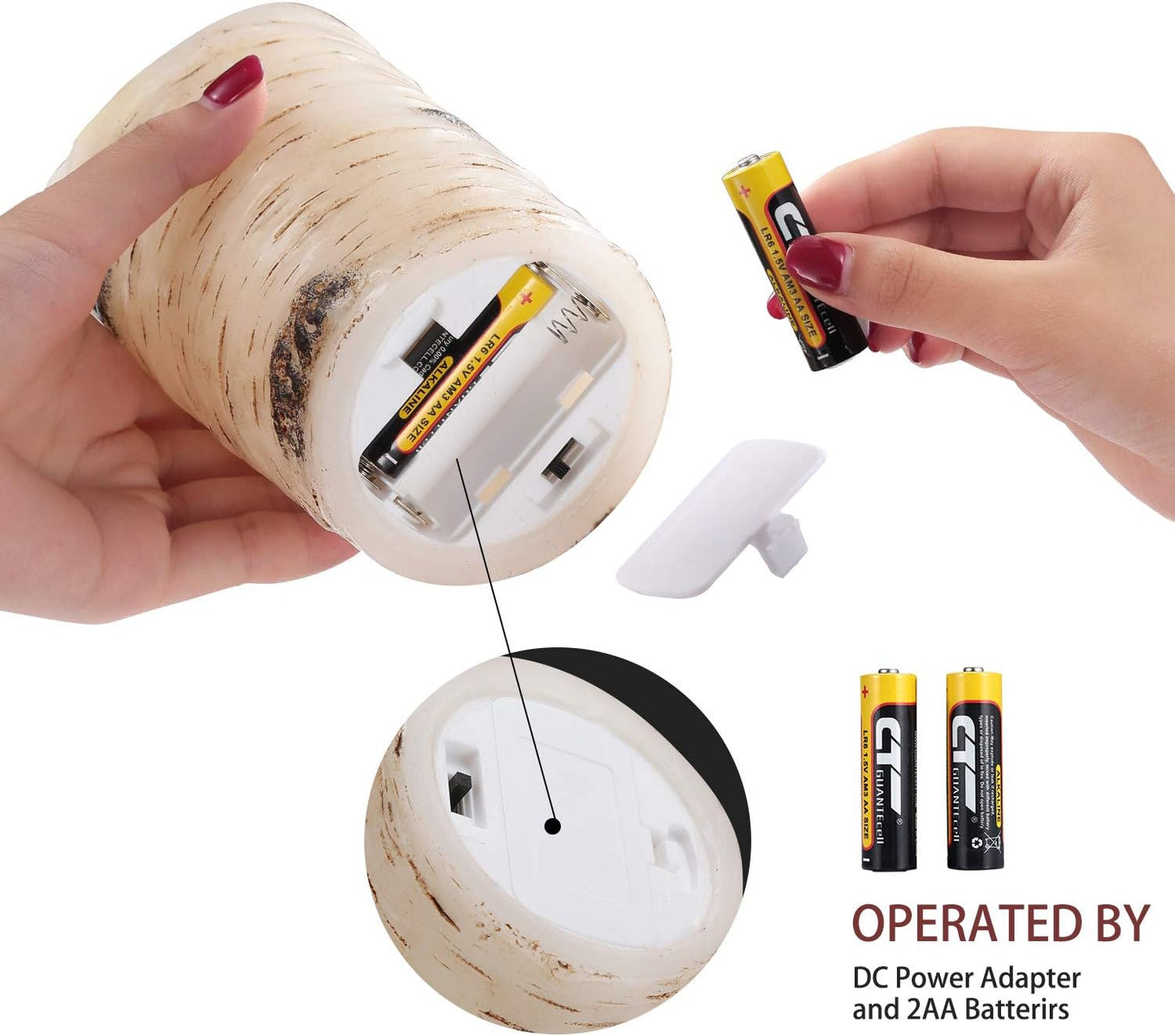 qinxiang Flameless Candles LED Candles Birch Bark Set of 3 (D 3.25" x H 4" 5" 6") Ivory Real Wax Pillar Battery Operated Candles with LED Flame 10-Key Remote Control and Cycling 24 Hours Timer