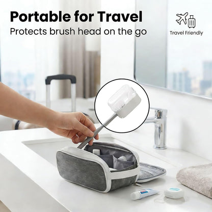3 PCS Wall Mounted Toothbrush Holders for Bathrooms with Cover, Dustproof Strong Adhesive Toothbrush Holder, No-Drill Space-Saving Shower Toothbrush Organizer Set for Family & Travel (White)