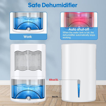 Small Dehumidifier for Bedroom up to 1000 Sq.Ft, 68 OZ Water Tank Dehumidifier for Home with Auto Shut-Off, Mini Dehumidifier with 7 Color LED Lights for Bathroom, Basement, Closet, Garage, RV