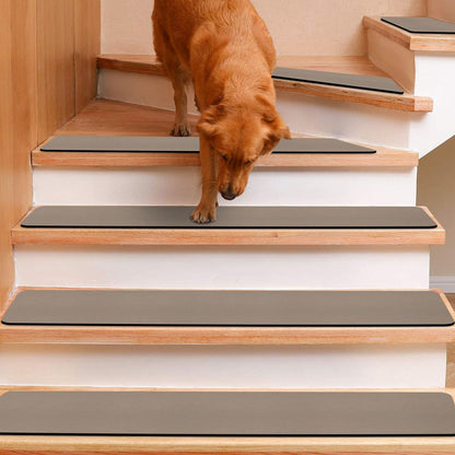Non Slip Rubber Carpet Stair Treads for Wooden Steps Indoor, 15 Pack Slip Resistant Stair Rug Staircase Step Treads Pads for Pet, Kids and Elderly, Black Marble