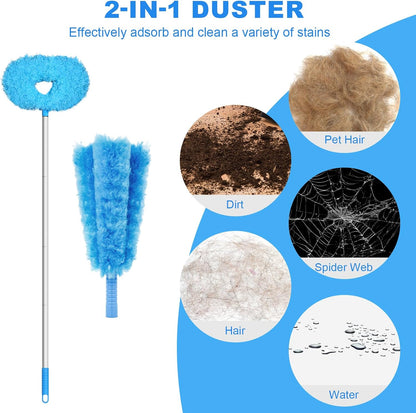 Storystore Ceiling Fan Cleaner Duster - Adjustable Duster with Extension Pole,Dusters for Cleaning Fan Blade, Walls and Cobweb (Blue)