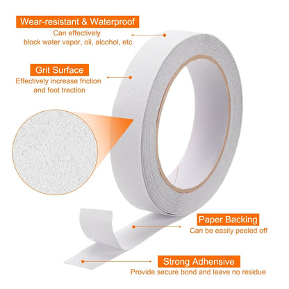 HARFINGTON Anti Slip Traction Tape 2" x 16.4ft Waterproof Non-Slip Grip Tape High Friction Weather Resistant Non Skid Stair Treads Tape for Indoor Outdoor Stair Steps, White
