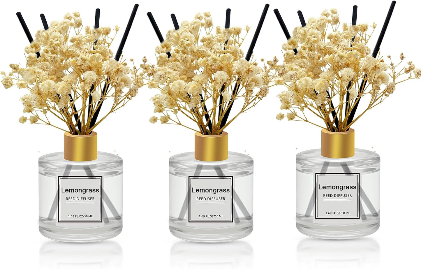 Reed Diffuser Set of 3 Pack,Clean Linen,Eucalyptus & Mint,Ocean Scented Oil Diffuser with 4 Sticks,Reed Diffusers for Home,Living Room,Bathroom Air Freshener Diffuser,50ml x 3