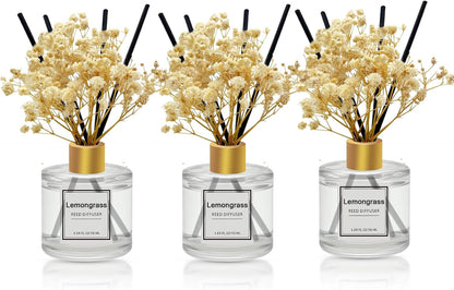 Reed Diffuser Set of 3 Pack,Clean Linen,Eucalyptus & Mint,Ocean Scented Oil Diffuser with 4 Sticks,Reed Diffusers for Home,Living Room,Bathroom Air Freshener Diffuser,50ml x 3