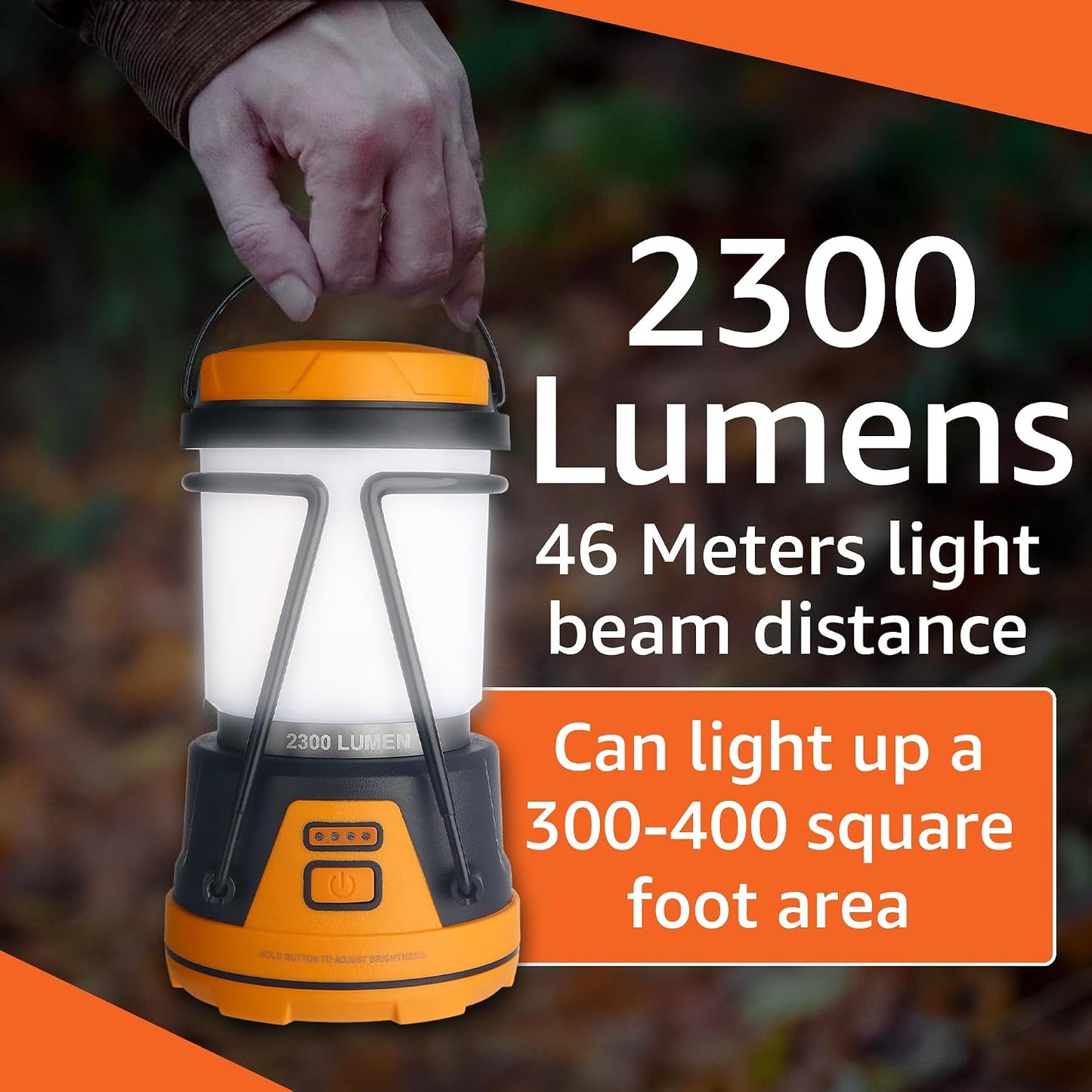LED Camping Lantern Rechargeable, 1800LM, 4 Light Modes, 4400mAh Power Bank, IP44 Waterproof, Perfect Lantern Flashlight for Hurricane, Emergency, Power Outages, Home and More, USB Cable Included