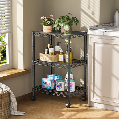Golpart 4 Tier Adjustable Storage Shelves Metal Utility Shelf Wire Shelving Unit Organizer Rack for Home Kitchen Office Bathroom Pantry Room 12" D x 18" W x 44" H