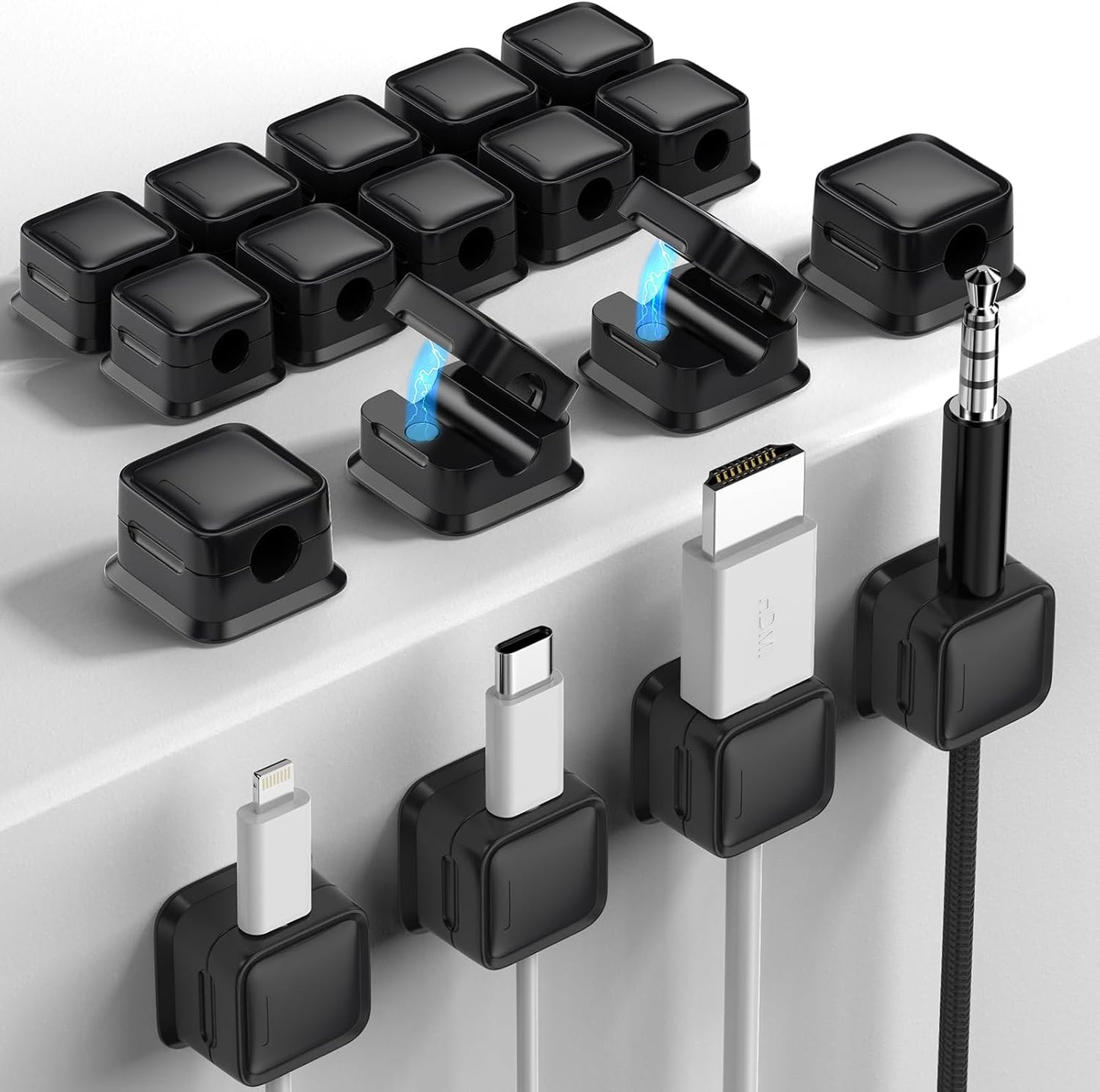 9 Pack Cord Organizer Holder,Costop Strong Adhesive Under Desk Cable Management,Magnetic Cable Clips,Wire Holder Keeper Organizer Neatly for Home,Office,Car,Desk,Nightstand,Desktop
