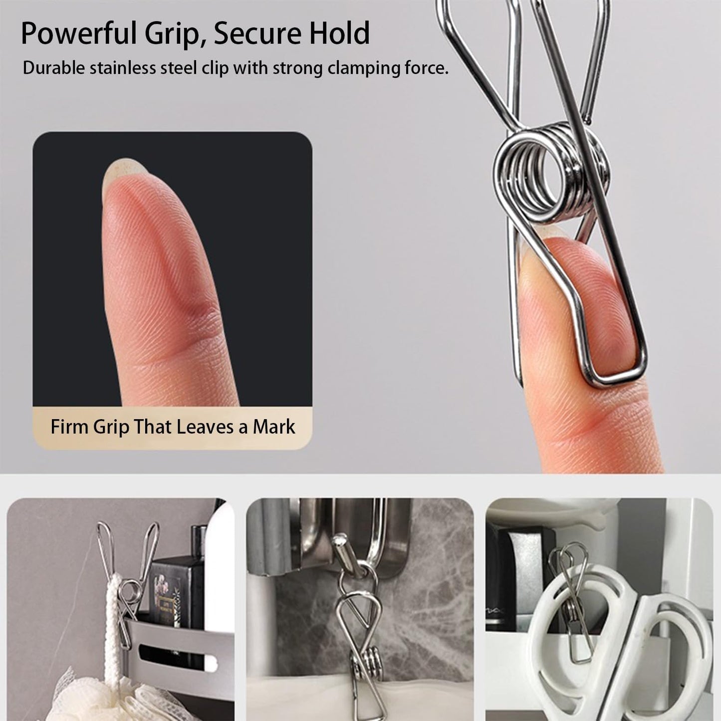 Stainless Steel Laundry Clothes Hangers Heavy Duty Outdoor, Clothespins for Hanging Clothes, Metal Clips, Metal Snack Bag Chip Clips for Food Packages 20PCS