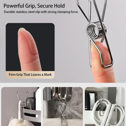 Stainless Steel Laundry Clothes Hangers Heavy Duty Outdoor, Clothespins for Hanging Clothes, Metal Clips, Metal Snack Bag Chip Clips for Food Packages 20PCS