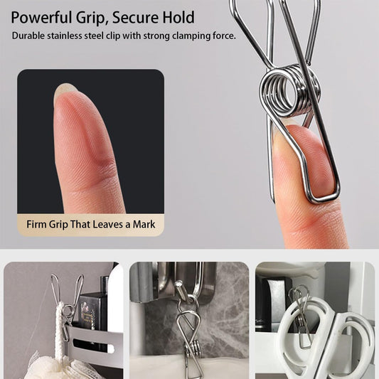Stainless Steel Laundry Clothes Hangers Heavy Duty Outdoor, Clothespins for Hanging Clothes, Metal Clips, Metal Snack Bag Chip Clips for Food Packages 20PCS