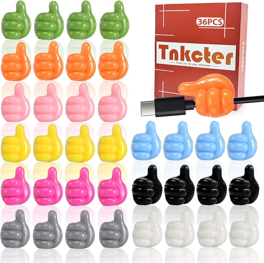 36Pcs Creative Thumbs Up Wall Hooks,Self Adhesive Thumb Cable Organizer Clips,Cute & Fun Cord Cable Clips,Applicable to Kitchen,Bathroom, Bedroom, Office and Other scenarios