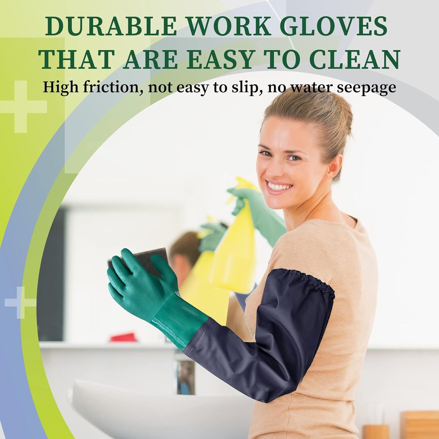 Coopache Full Arm Pond Gloves with Cotton lining Extra Long Waterproof Glove for Pond Cleaning/Machinery Industry 25-inch