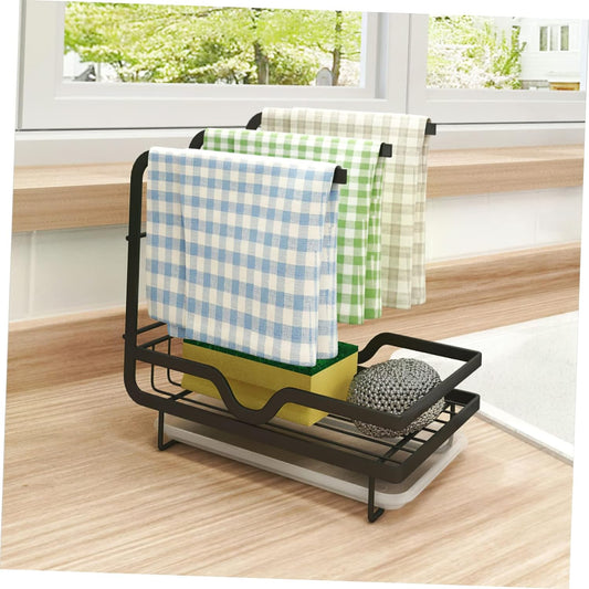 Cabilock Kitchen Sponge Draining Holder Wall-mounted Rack for Kitchen Sink Space-saving Storage for Dishcloths Sponges and Cleaning Supplies Design