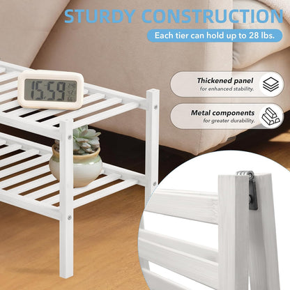 4 Tier Bamboo Shoe Rack Storage Organizer for Closet, Multifunctional Stackable Free Standing Shoe Shelf Organizer for Small Space,Entryway, Hallway, Bathroom27 x11 x26(White, 4 Tier)