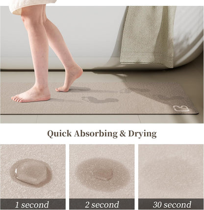 Diatomaceous Earth Bath Mat Rugs Super Absorbent Diatomite Stone Bath Mat Non Slip Quick Dry Thin Bathroom Mat Fit Under Door, Floor Rugs in Front of Bathtub, Shower Room, Sink,15.7"x23.6", Grey