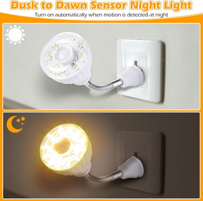 Yahenda 3 Pack Motion Activated LED Night Light Plug in Smart Dusk Dawn Sensor Light PIR Infrared Sensor Motion Detector Lamp Flexible Rotating for Hallway Stairway Garage Basement(Cool White)