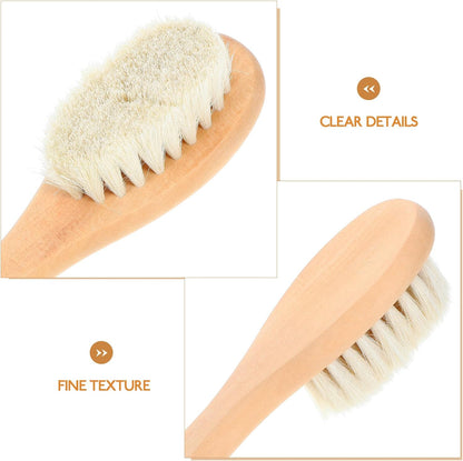 Laundry Stain Brush with Natural Soft Boar Bristles for Delicate Fabrics, Knitwear, Cotton and Linen Clothes, Soft Bristle Fabric Cleaning Brush for Laundry Stain Removal