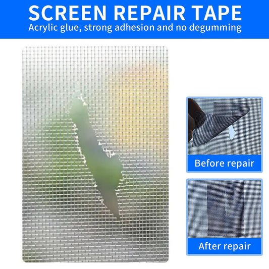 Fiberglass Window Repair Tape 4in X 15FT, Waterproof Screen Repair Kit for Mesh Screens, Instantly Covers Holes and Tears (Gray)